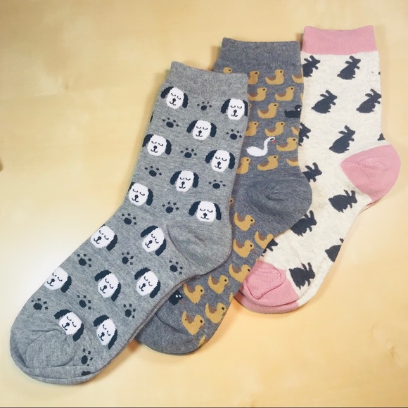 🐰🦆🐶 NEW 3 Pairs Dog Duck Rabbit Women’s Socks - Picture 3 of 3